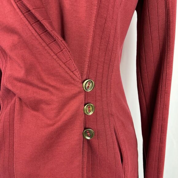 Lucky Brand Softest Knitwear Maroon Wrap Cardigan Jacket Lucky Lotus Line Medium - Picture 6 of 10